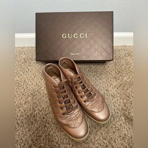 Gucci Monogram Hightop Sneakers Gucci Guccissima metallic rose GG high tops 38.5
